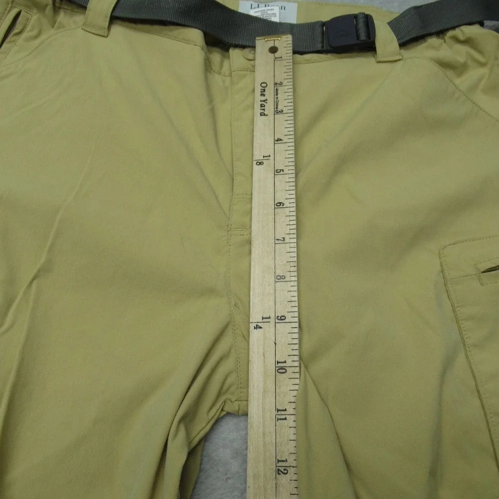 LL Bean Pants Mens Small Tan Flex Waist Belted Cargo SunSmart Hiking 30x33